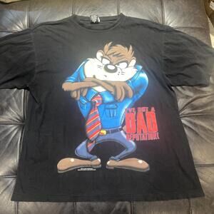 Vintage Tazmanian Devil Taz T-Shirt XL Black Dad Reputation 1990s Looney Tunes